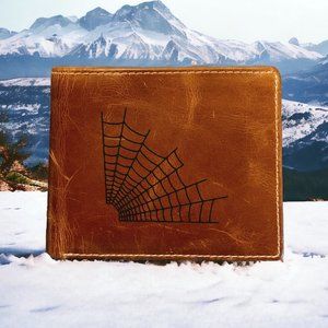 Spider Web Leather Wallet Bifold 100% Genuine Buffalo Premium Quality NEW
